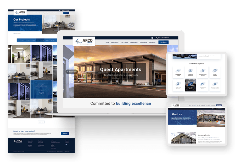 Atlasit School created the website for construction company ARCO to present their services